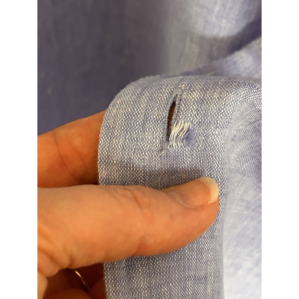 Alan Flusser, Button Down, Blue, Long Sleeve, Shirt, men’s Size L, 100% Linen - Picture 6 of 14